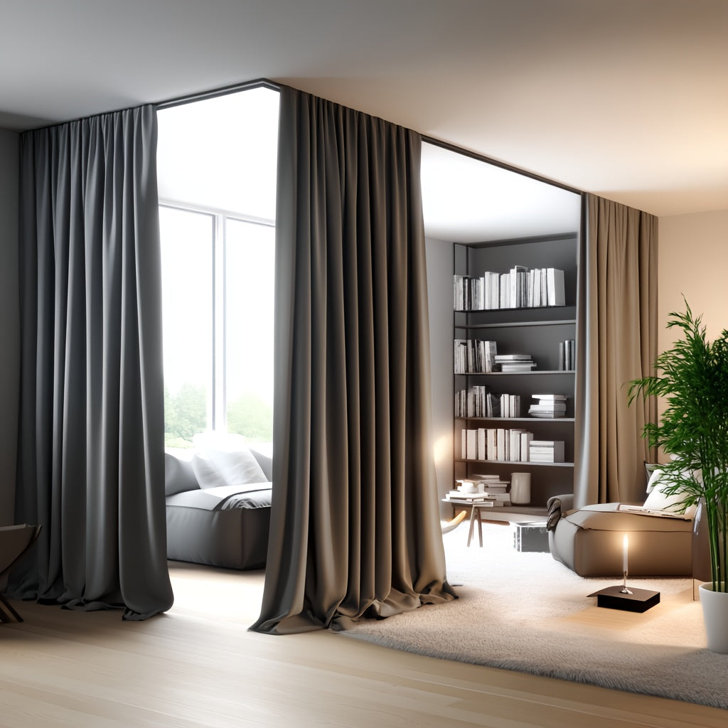 1-Panel Modern Blackout Room Divider Curtain Panel Suitable for Ceiling Track/Rod Pocket Mount, Panel with Hooks, Blocking Floor/Wall Curtain for Doors, Machine Washable for Bedroom/
