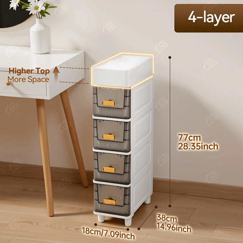 Deluxe Slim Storage Cabinet with Drawers - Durable Waterproof PP Material, Multi-Purpose Organizer with Ample Storage for Bathroom, Kitchen, Personal Care Product Dispensers, and More - Ideal for Small Spaces, Storage Drawer Units