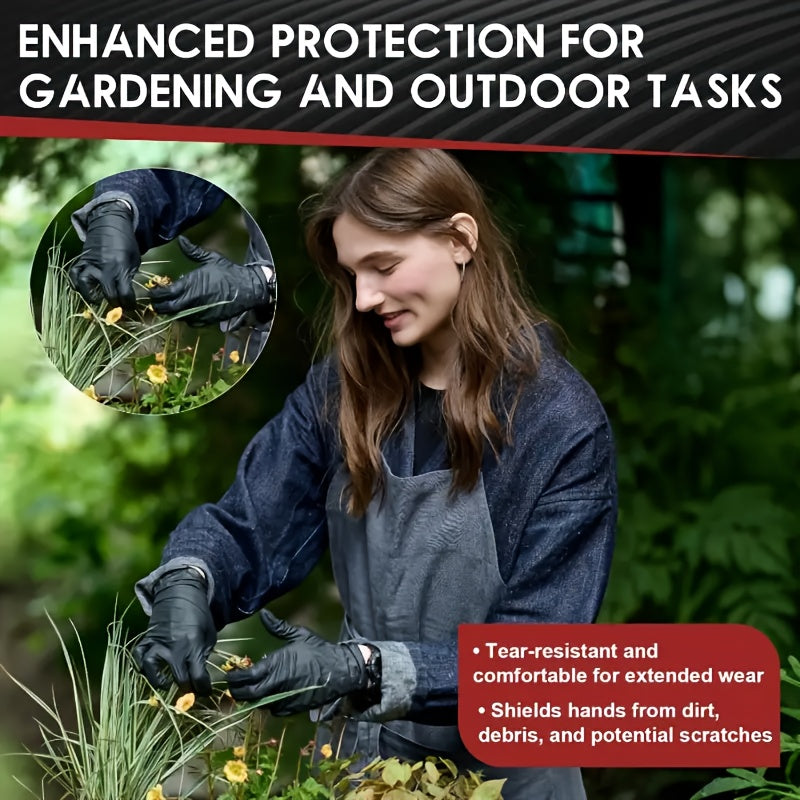 Disposable Black Nitrile Gloves - Durable, Tear Resistant, Powder Free, Free, Frosted Fingertips Enhance Grip Strength - Suitable for Kitchen, Cleaning, Pet Care, Car Repair, Gloves