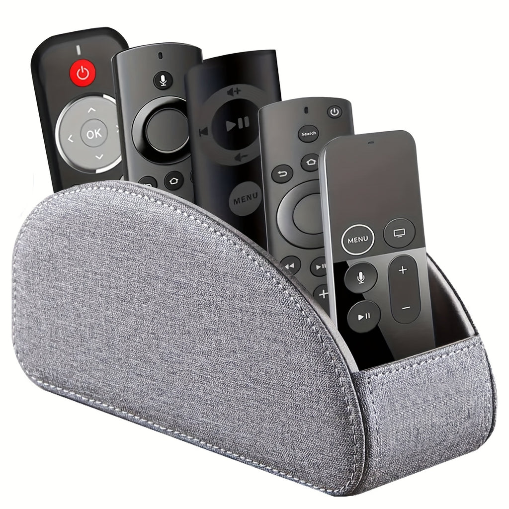 Remote Control Holder with 5 Compartments, Faux Leather Multifunctional Desktop Storage Box/Remote Organizer Caddy/Pen Case/Home Storage Container for Remote Controls, Pens, Eyeglasses, Makeup Brushes, Office Stationery, etc. Home Decor and Accessor
