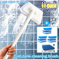 Long Handle Sponge Scrubber, Manual Detachable Cleaning Tool with 10 or 15 Replacement Sponges for Bathroom Tiles, Bathtubs and Household Surface Care