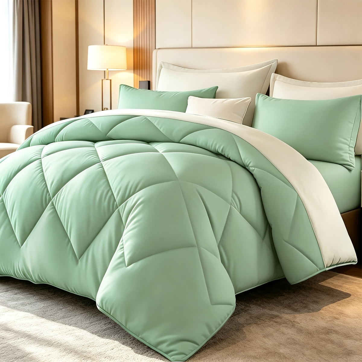 2/3pcs Solid Color Diamond Pattern Large And Extra-Large Bed Set Soft Comfortable And Lightweight Fabric Breathable Quilt Easy to Care Equipped with Quilts And Pillowcases Luxurious Quality And Ideal Gift, Random Color