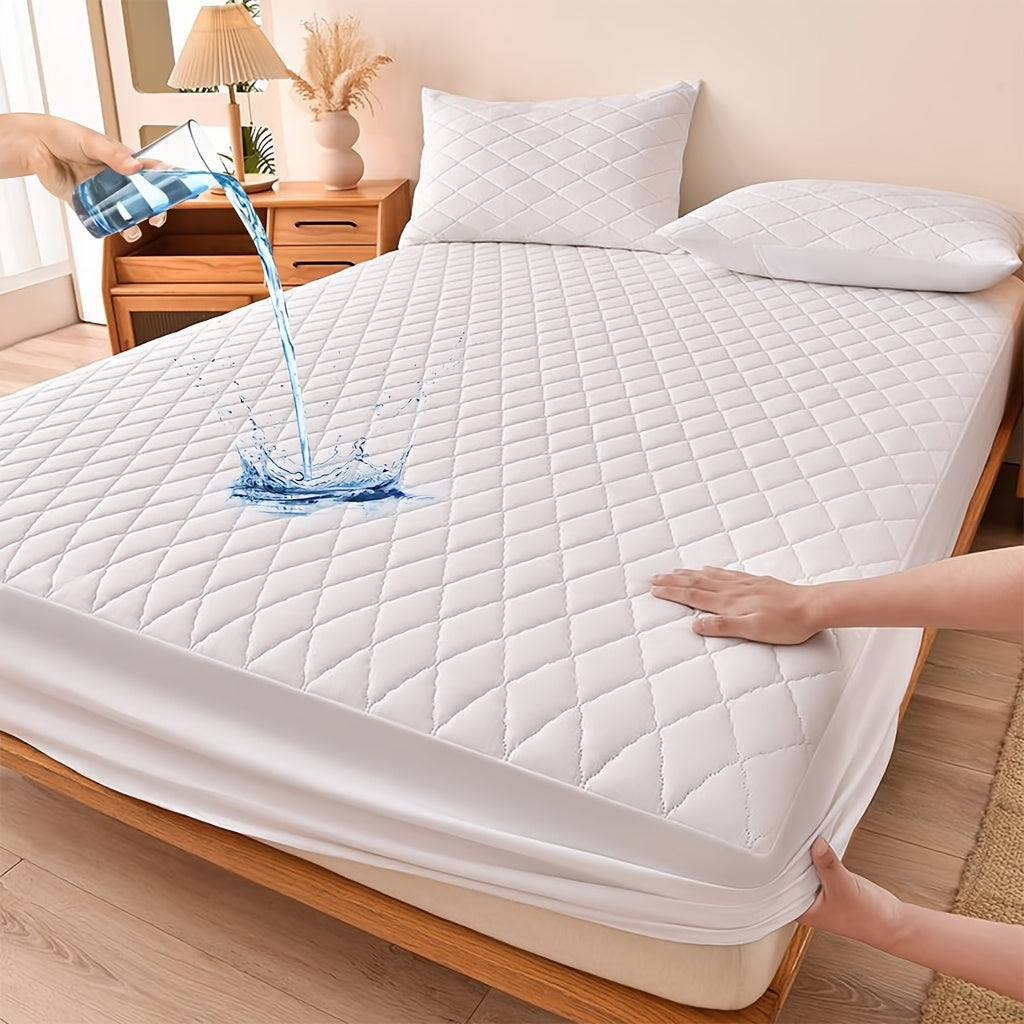 1pc Soft Waterproof Mattress Protector (No Pillowcase) - Breathable & Cool Bed Sheet, Machine Washable, 4 Sizes (Twin/Full/Queen/King), Snug Elastic Edges, 7 Colors - Ideal For Bedroom, Home, Or Hotel Use, Thickened Protective Mattress Cover