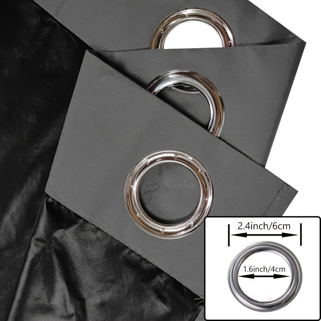 Set of 4 Complete Blackout Curtains for The Bedroom Featuring a Black-Coated Film for Total Light Blockage And Thermal Insulation with Ring Top Design