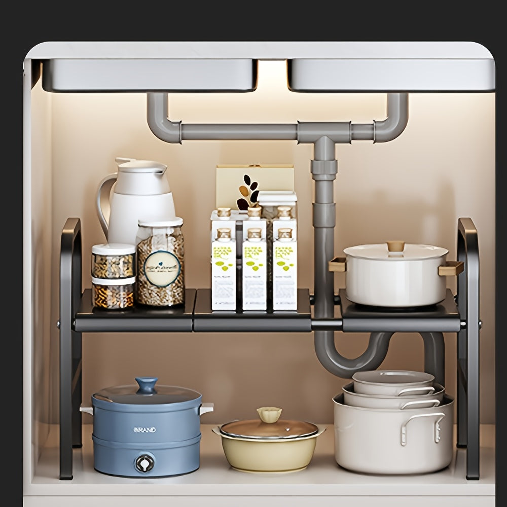 3 Plates/5 Plates And 5 Baskets Expandable Under Sink Organizers And Storage 2 Tier Cabinet Shelf Organizer with 5 Detachable Panels 5 Baskets for Under Kitchen Bathroom Sink Organizers And Storage