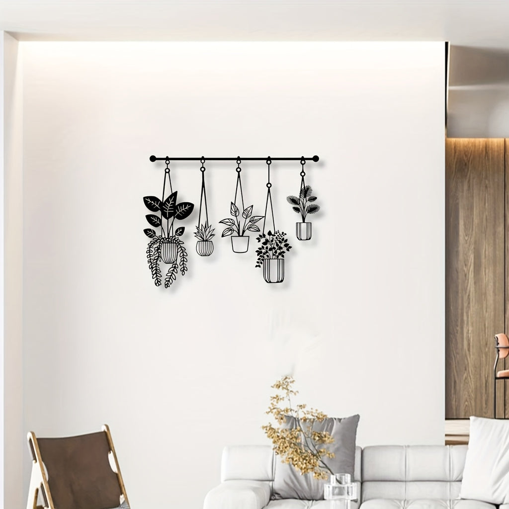 Metal Flowers Wall Arts - Rustic Farmhouse Decor Black Minimalist Flower Wall Decors for Living Room Bathroom Bedroom Dining Room - Housewarming Gifts
