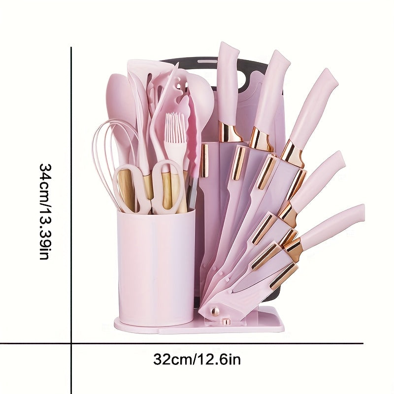 19 Sector Set And Knife Set, Perfect for Outdoor Camping - Heat-Resistant, Non-Stick, Wooden Handle, Easy to Clean - Perfect for Women'S Cooking Gifts, New Year'S And Valentine'S Day