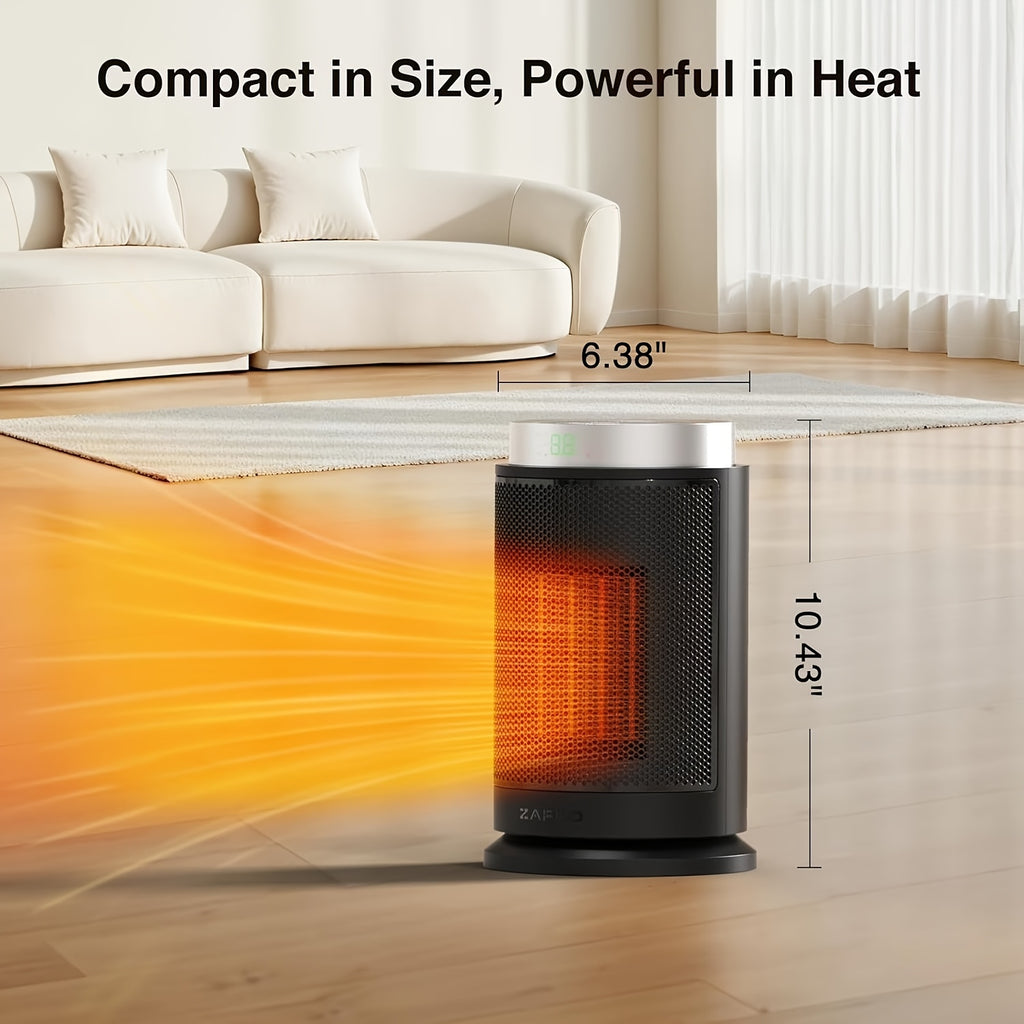 1500W/950W Ceramic Space Heater, Portable Electric Heater with Adjustable Thermostat, Heating Up to 200 Sq. Ft, 2S Rapid Heating, Compact Design, Overheat And Tip-Over Protection, for Indoor Use