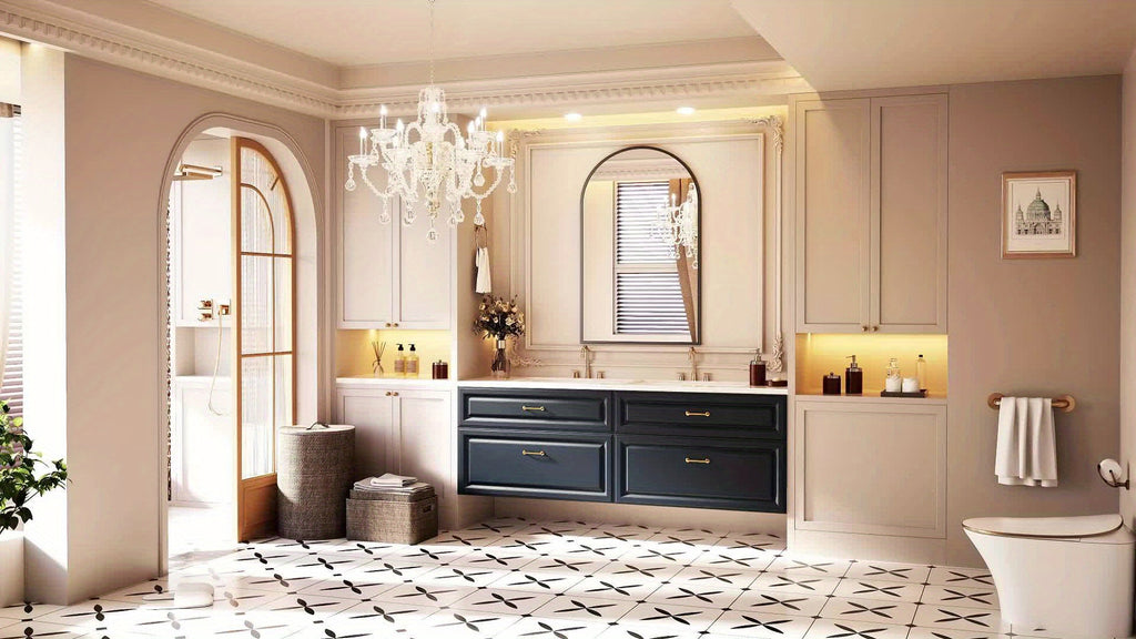 Arched Bathroom Mirror with Metal Frame - 22X30, 24X36, 26X38 Inch Wall Mounted Vanity Mirror for Bathroom, Bedroom, Entryway in Golden Or Black