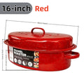 Enamel Roasting Pan with Lid, Oval Nonstick Carbon Steel Turkey and Chicken Roaster in 13 or 16 Inch Options for Oven Baking and Family Meals