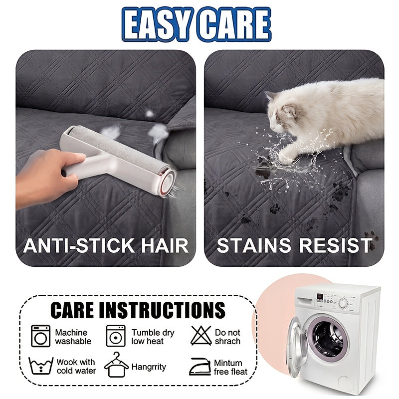 1pc Recliner Cover Sofa Cover, with Pocket Anti Slip Sofa Cushion, Pet Furniture Protective Cover, Quilted Sofa Recliner Cover with Elastic Band, Sofa Protective Cover, Sofa Accessories, Easy to Install, Random ColorShipped From 4 Assorted Colors.