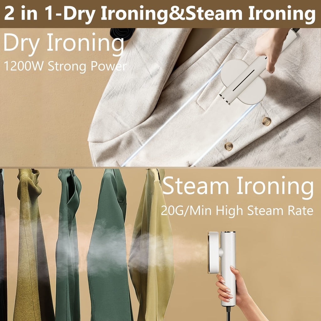 1200W Portable Handheld Steam Iron, Fast Heating in 10 Seconds, Horizontal And Vertical Steam Iron, Easy Mini Garment Steam Iron, Suitable for Home, Office And Travel, a Must-Have for Travel Experts