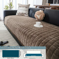 Flannel Sofa Cushion Cover, Single Piece Soft Quilted Non-Slip Machine Washable Couch Seat Protector for 2 3 or 4 Seater Living Room Decor