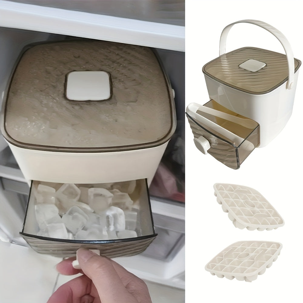 Ice Mold Designed for Making Ice at Home, 48-Compartment Cube of Ice Mold, Novelty Cube of Ice Tray with Lid, Easy Capping - Double Layer, Food Grade Plastic Storage Tray - Portable Design for Beverages, Tea & Coffee, Essential Kitchen Gadget