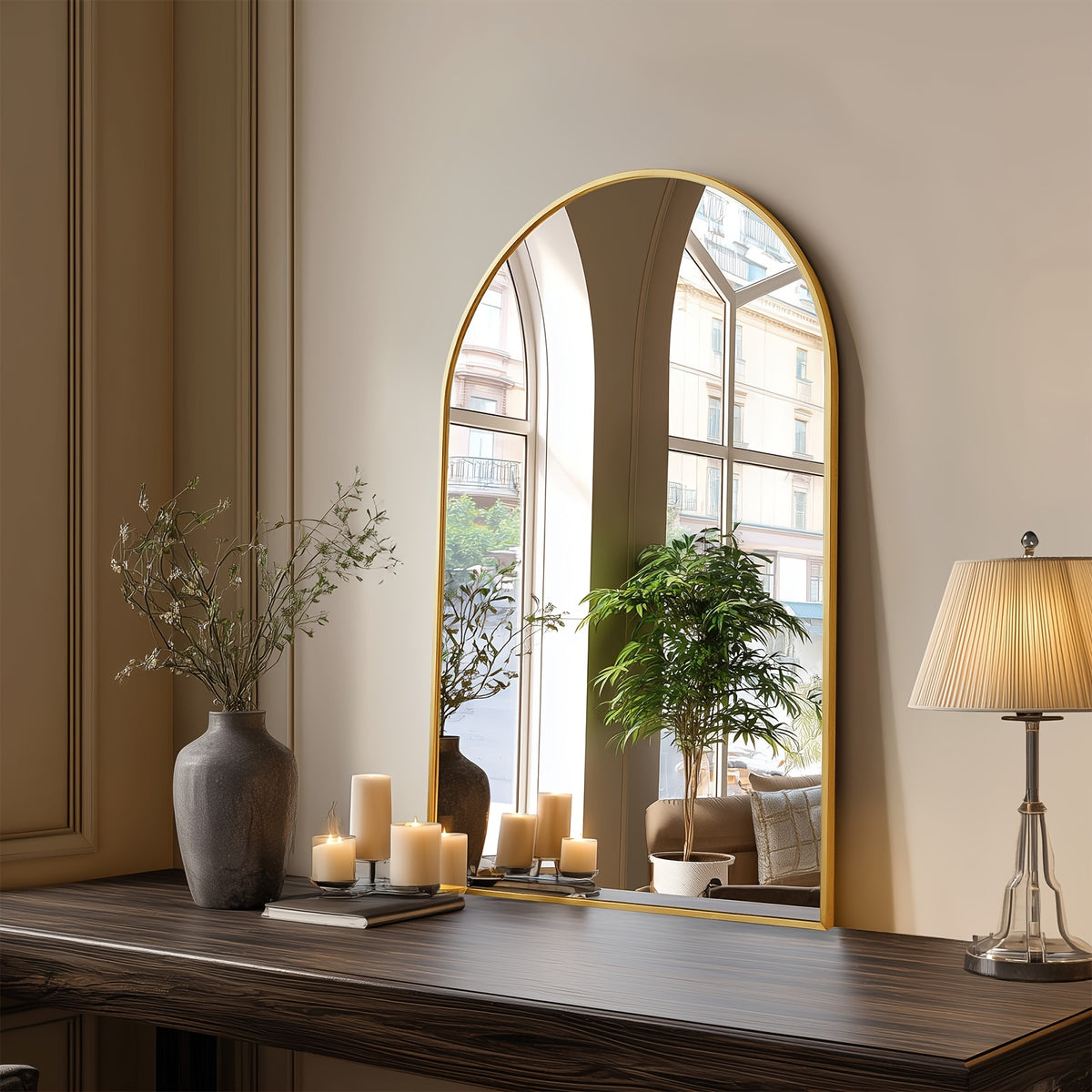 Arched Bathroom Mirror with Metal Frame - 22X30, 24X36, 26X38 Inch Wall Mounted Vanity Mirror for Bathroom, Bedroom, Entryway in Golden Or Black