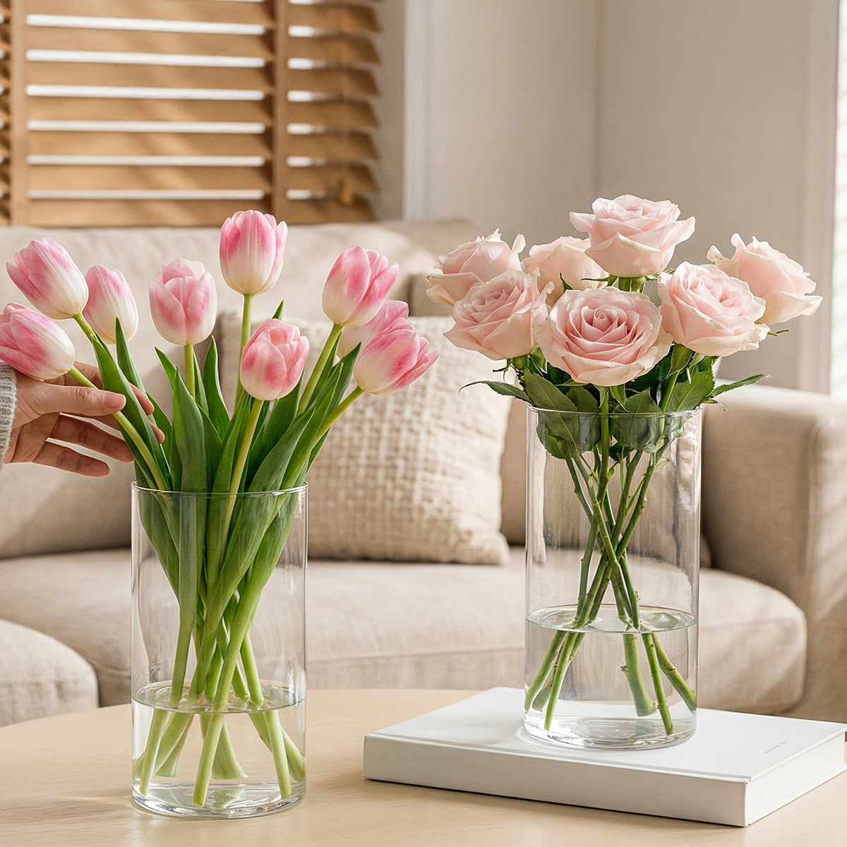12/24pcs Glass Cylinder Vases for Centerpieces, Flower Vases Wedding Decorations, Floral Vase Bulk for Home DecorBanquet Party Festival Wedding Home Restaurant Table Decor, 6x3.4in