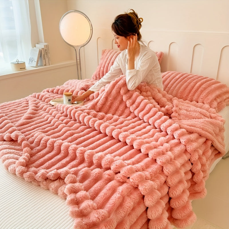 1pc Blanket Soft And Comfortable, Imitation Rabbit Fur Double-Sided Blanket Warm Fleece Blanket Nap Blanket Air-Conditioning Blanket Office Outdoor Camping Gift Blanket for All Seasons