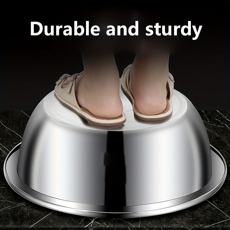 16-inch Stainless Steel Mixing Bowl, Rust-proof Large Salad Bowl, Vegetable And Fruit Washing Basin, Dishwashing Basin, Pet Basin, Laundry Basin, Durable Kitchenware Multi-purpose Basin, Easy to Clean, Thanksgiving, Christmas Gift