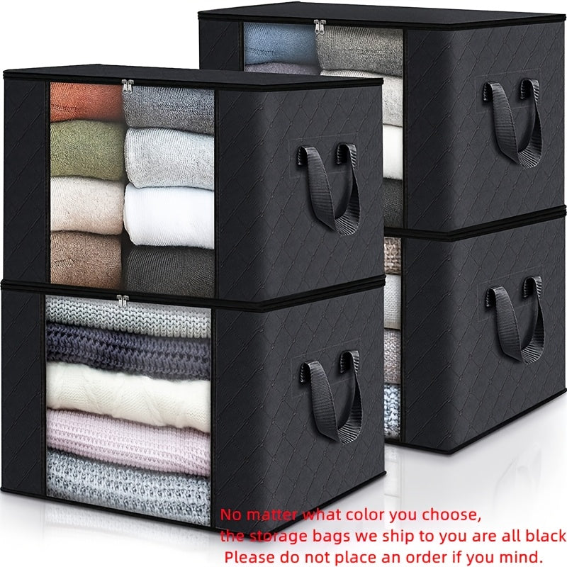 4 Pack 23.78gal Large Capacity Storage Bags Closet Organizers and Storage Clothes Foldable Storage Bins with Reinforced Handles Storage Containers for Clothing Blanket Comforters Bedding, Under-Bed Storage