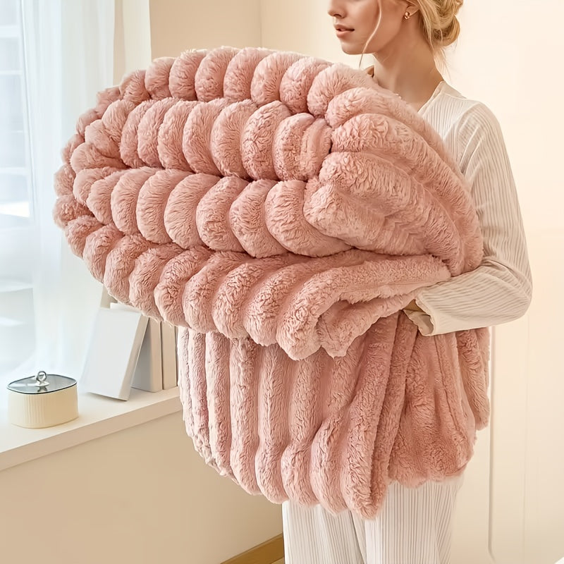 1pc Blanket Soft And Comfortable, Imitation Rabbit Fur Double-Sided Blanket Warm Fleece Blanket Nap Blanket Air-Conditioning Blanket Office Outdoor Camping Gift Blanket for All Seasons