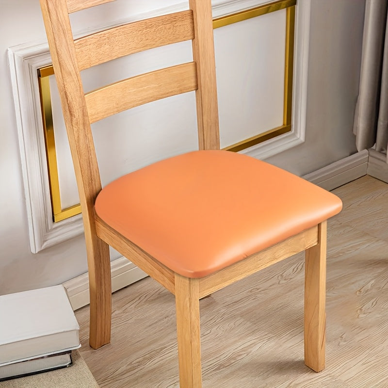 4/6pcs 100% Waterproof PU Dining Chair Slipcovers - Removable Upholstered Chair Cushion Cover For Dining Room, Kitchen, Hotel, And Home Decor