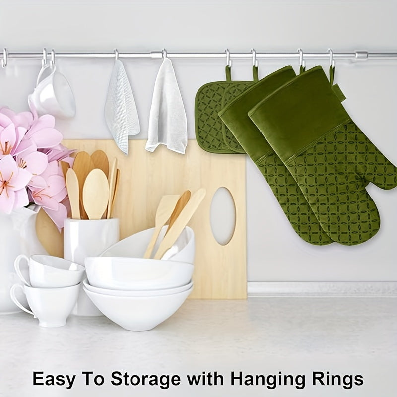 6pcs Oven Mitts And Pot Holders/ 1 Pair Oven Mitts, Kitchen Oven Glove High Heat Resistant Oven Mitts And Potholder With Non-Slip Surface For Cooking, Mother'S Day Gift