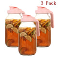 Glass Mason Jar Pitchers 64 oz, Borosilicate Beverage Jugs with Handles and Lids in 2 or 3 Packs for Water, Iced Tea, Juice and Outdoor Gatherings