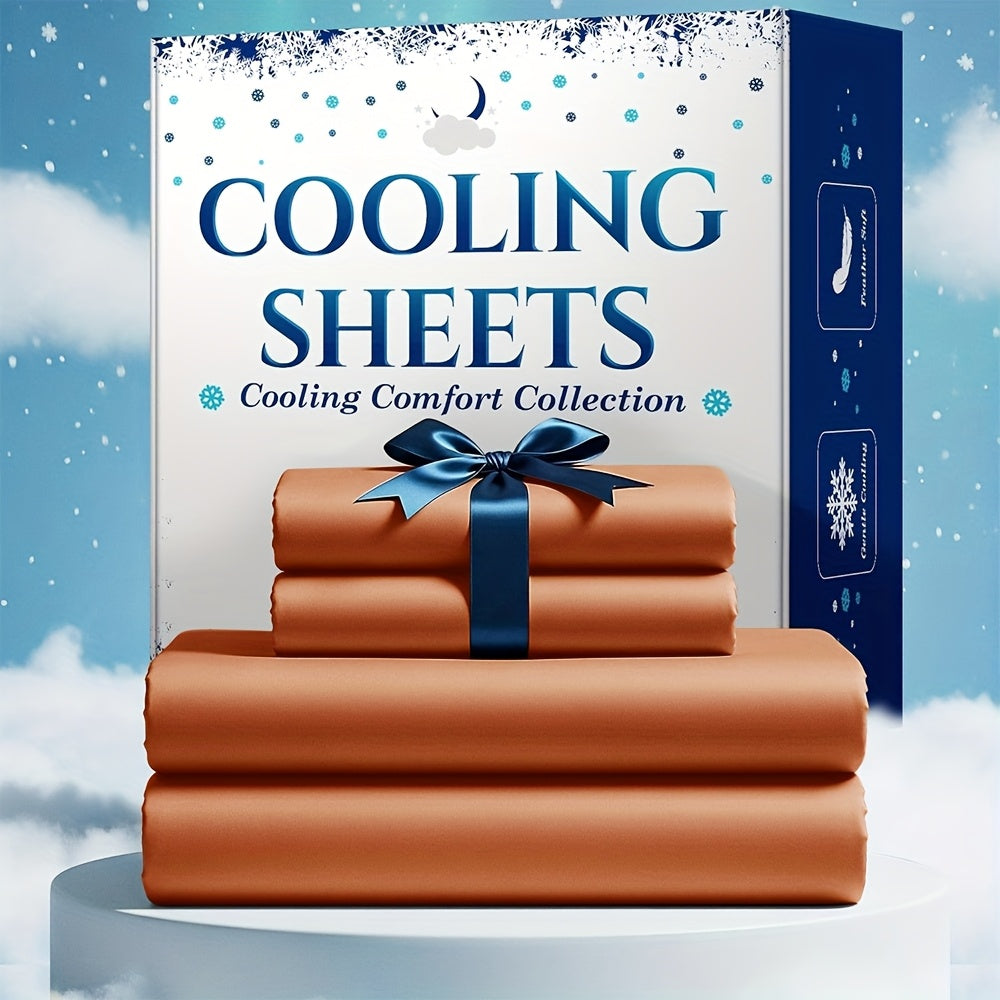 3/4pcs Bamboo Blend Cooling Bed Sheet Set - Kids Ultra Soft Breathable Sheets with Deep Pocket Fitted Sheet (18"-24" Height), Children, 2200 TC Cooling Fabric, Shrink & Wrinkle Resistant, for All-Season Comforter Fit, Hotel Luxury Christmas Gift