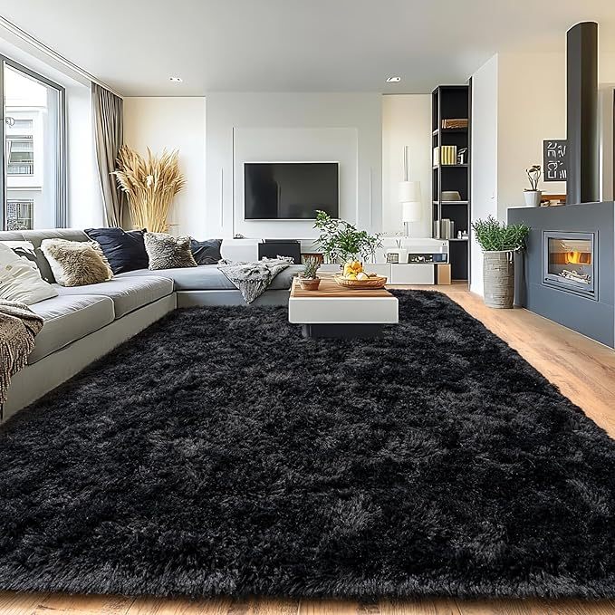 8x10 Feet Luxury Plush Large Rug For Living Room, Fuzzy Plush Large Area Rug, Fluffy Modern Non Slip Soft Furry Carpet For Bedroom Study Room Teens Dorm Home Decor Christmas Gift