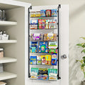 Metal Over Door Pantry Rack, 6 or 8 Tier Hanging Storage Organizer in Black or White for Spices, Packaged Foods, Bathroom Essentials and Laundry Supplies