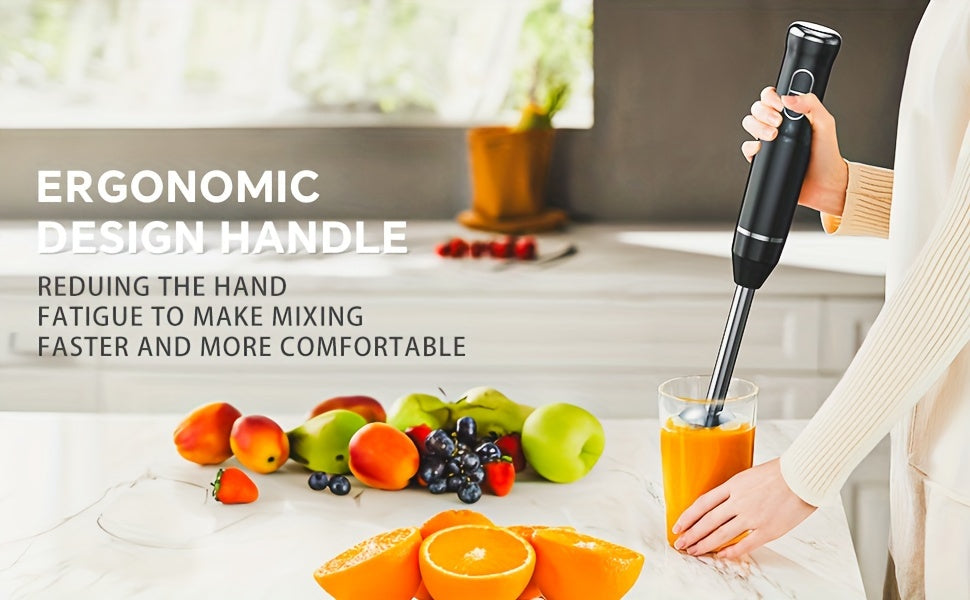 Lalayuan Electric Immersion Blender, Power Handheld Blender, 400W Portable Stick Mixer with 2 Mixing Speeds&Turbo Mode, 304 Stainless Steel Blades, Easy to Grip Speed Corded Hand Mixer, Perfect for Soup Smoothie Puree Food Fruit, with Detachable Base