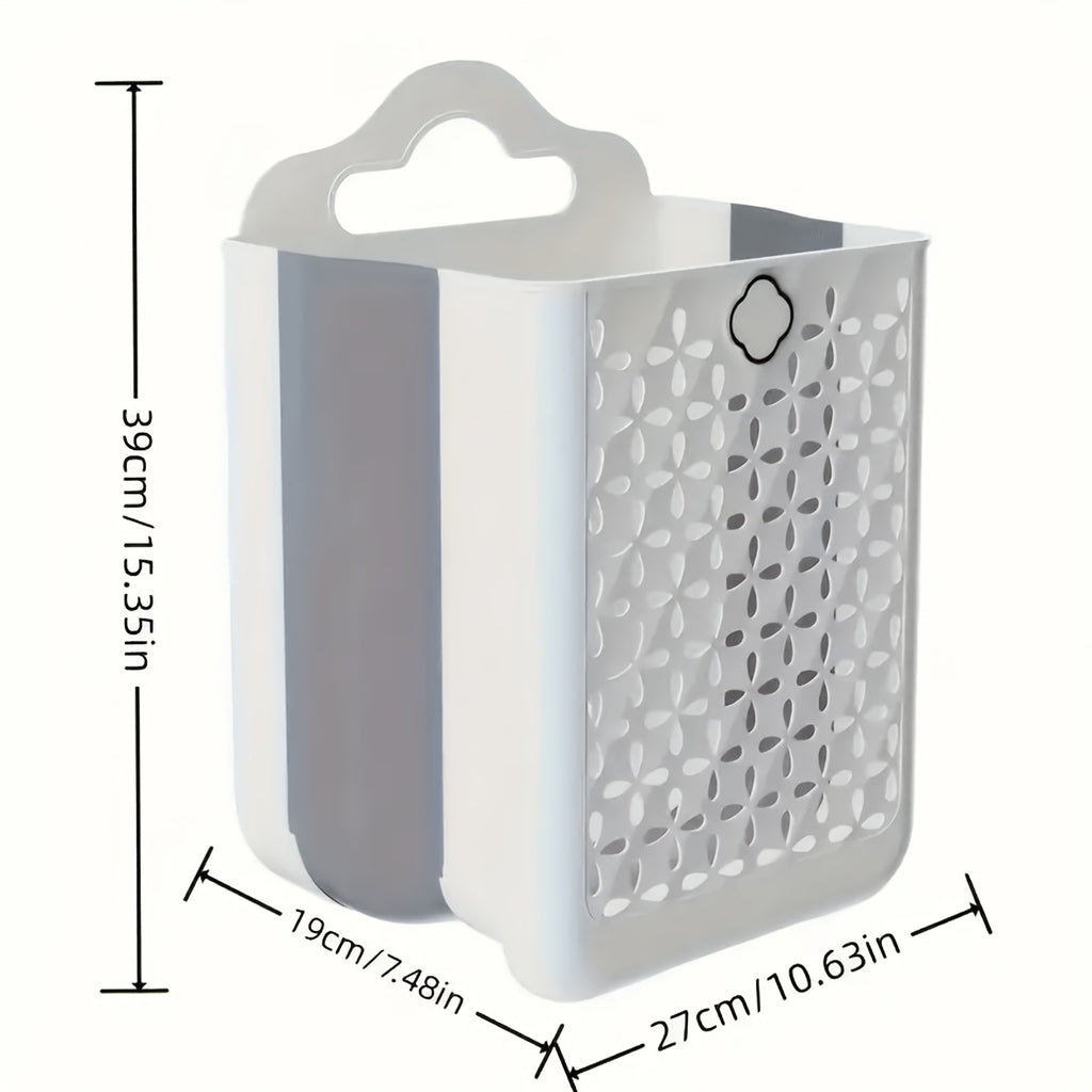 Foldable Laundry Basket Modern Plastic Cut-out Wall-mounted Storage Bin Without Drilling For Clothes,, Snacks, Fruits, Balcony Storage, Laundry Baskets
