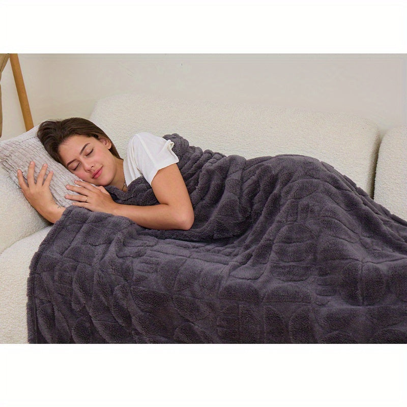 3D Geometric Patterns Blanket, Soft Cozy Fluffy Warm Hand Made Throw Blankets for Couch, Sofa, Chair, Bed, Camping, Picnic, Travel Lightweight Bed Blanket.