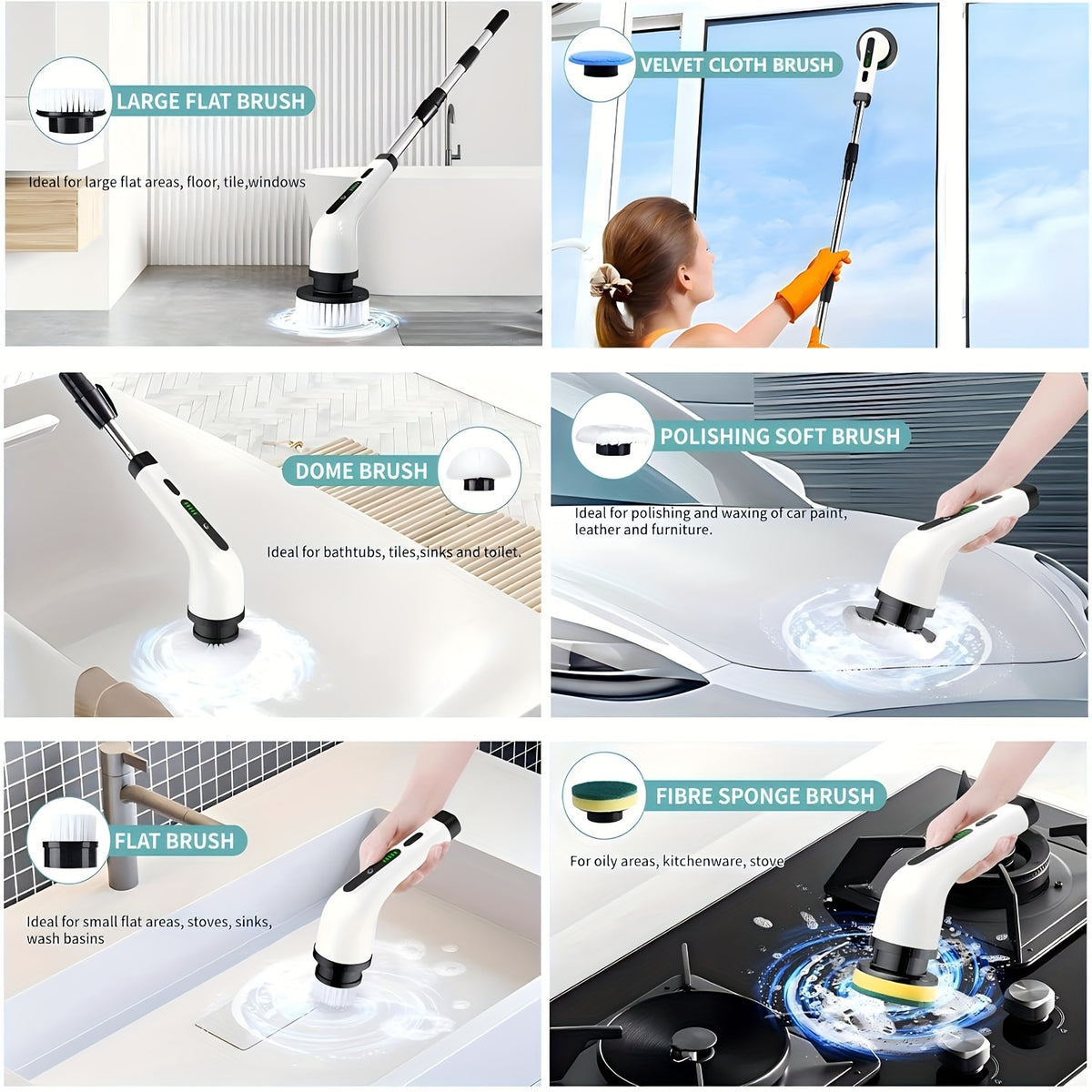 2026 Electric Rotating Cleaning Brush, USB Charging, Shower Brushes with 9 Brush Heads, Dual Speed Adjustment, Retractable Handle, Suitable for Bathtubs, Tiles, Floors, Cars, Christmas Gifts, Cleaning Tools, Household Essentials, Household Cleaners