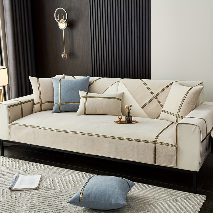 1pc of Elegant Sofa Cover, a Pet-Friendly Slipcover, Suitable for All Seasons, Made of Chenille, Designed to Protect Your Furniture in The Bedroom, Office, Or Living Room. (Pillowcases, Backrest, And Armrest Covers Are Sold Separately.)