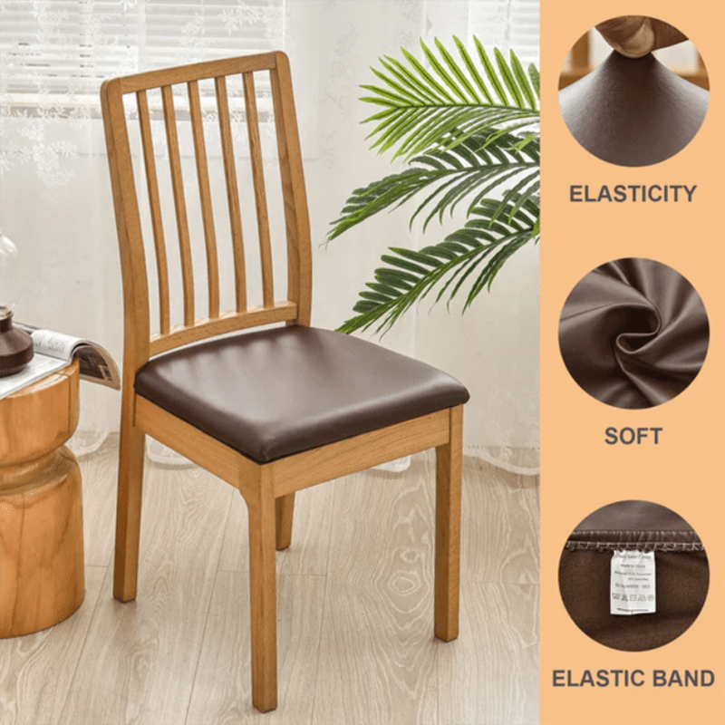 4/6pcs 100% Waterproof PU Dining Chair Slipcovers - Removable Upholstered Chair Cushion Cover For Dining Room, Kitchen, Hotel, And Home Decor