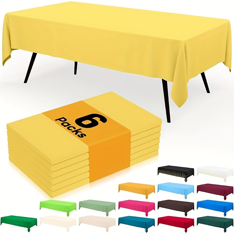 6 Pack Disposable Plastic Tablecloths 54"x72" - Vibrant Solid Colors for Indoor/ Outdoor Parties, Weddings, Birthdays, Christmas, Anniversaries & Gender Reveals - Durable Machine-Made Buffet Table Coverings, Disposable Table Cloth, Party Table