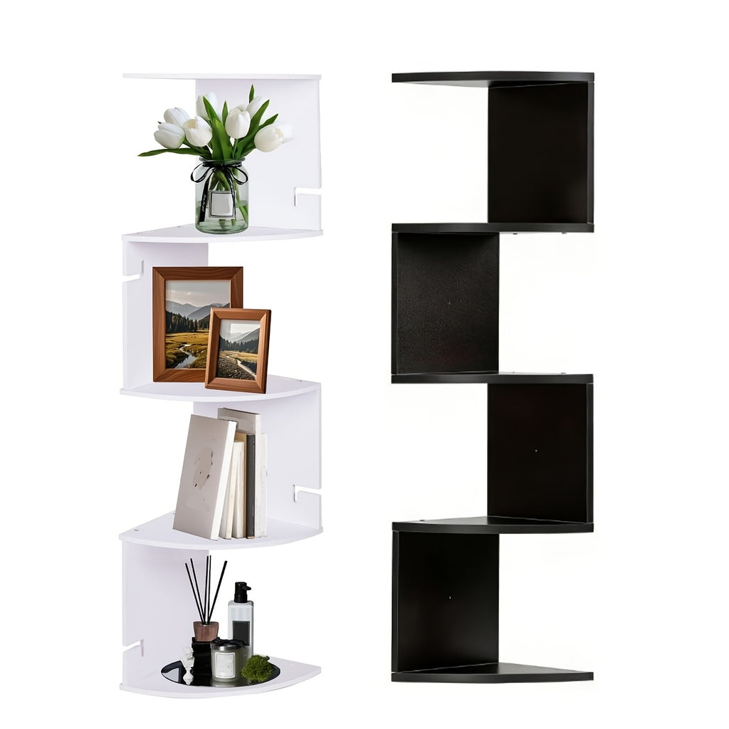 5-tier/3-tier Practical Shelf, Wall-mounted Corner Shelf, Easy to Install, Multi-layer Wall-mounted Storage Rack, Floating Shelf for Living Room, Bedroom, Kitchen, Bathroom, Office - Creative Decorative Storage Rack, Perfect Gift, 1/2pcs White/black
