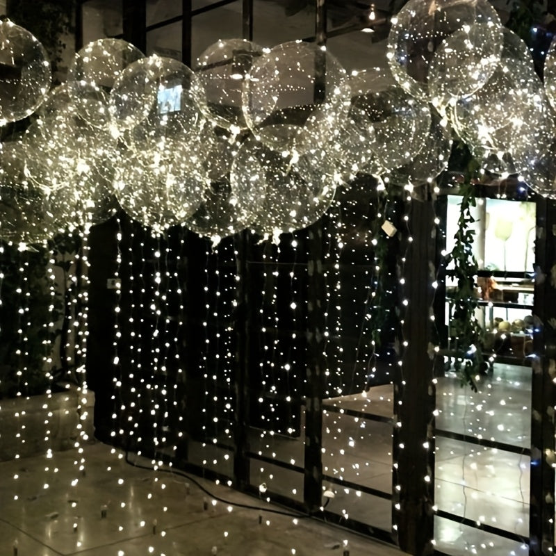 20pcs (10PCS LED Lights with 10pcs LED Light Up Bobo Balloons)String Lights Transparent Balloons for Birthday Wedding Christmas Party Easter Mother's Day Graduation Halloween Decor Decorations. 2*AA Batteries And Helium Not Included,Suitable