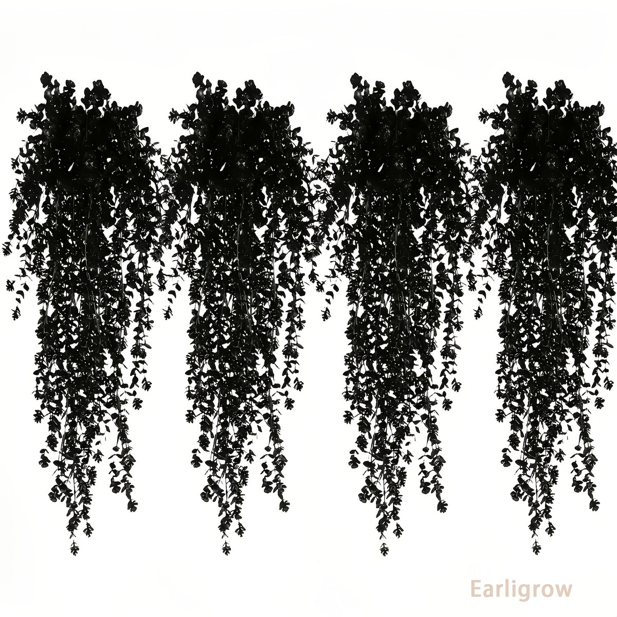 2/4pcs UV Resistant Black Artificial Hanging Flowers - Rich Artificial Greenery Vines for Indoor/Outdoor Decorations, Perfect for Halloween, Weddings And Fall Celebrations, Home Fall Decorations