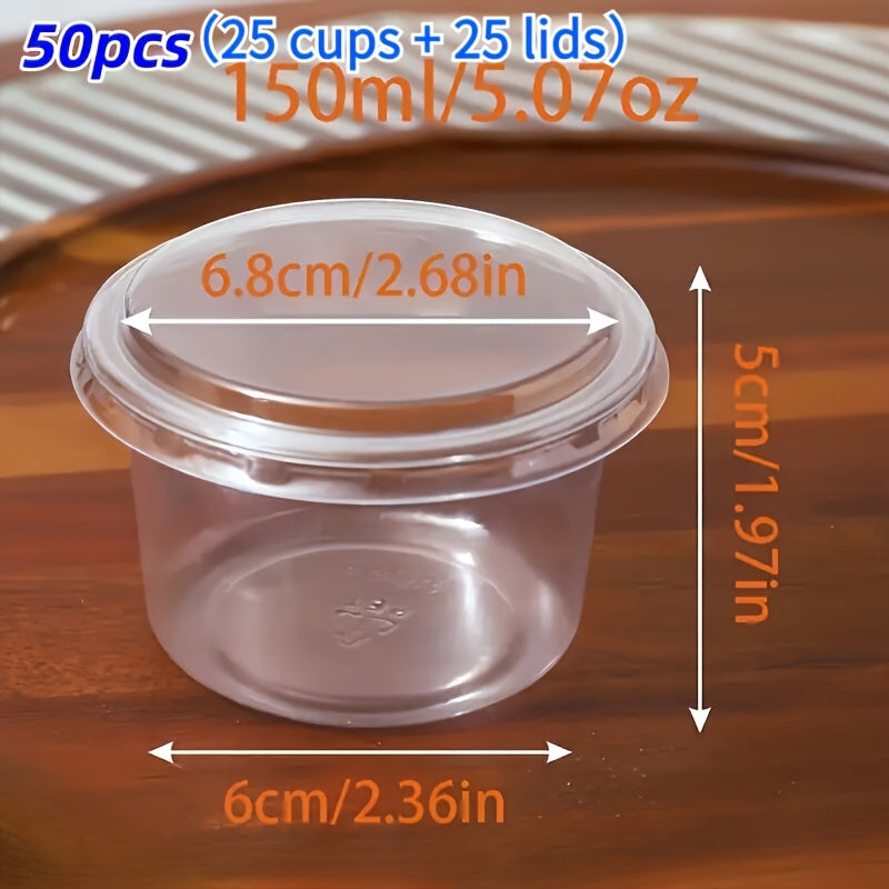[Halloween, Christmas] 50 Party Cups with Lids Dessert Bowls Pastry Packaging Boxes- Durable And Shatterproof Dessert Containers Suitable for Yogurt, Coconut Jelly, Pudding Mousse, Oatmeal, Etc. Transparent Food-Grade Plastic, Ideal for And Events for Hal