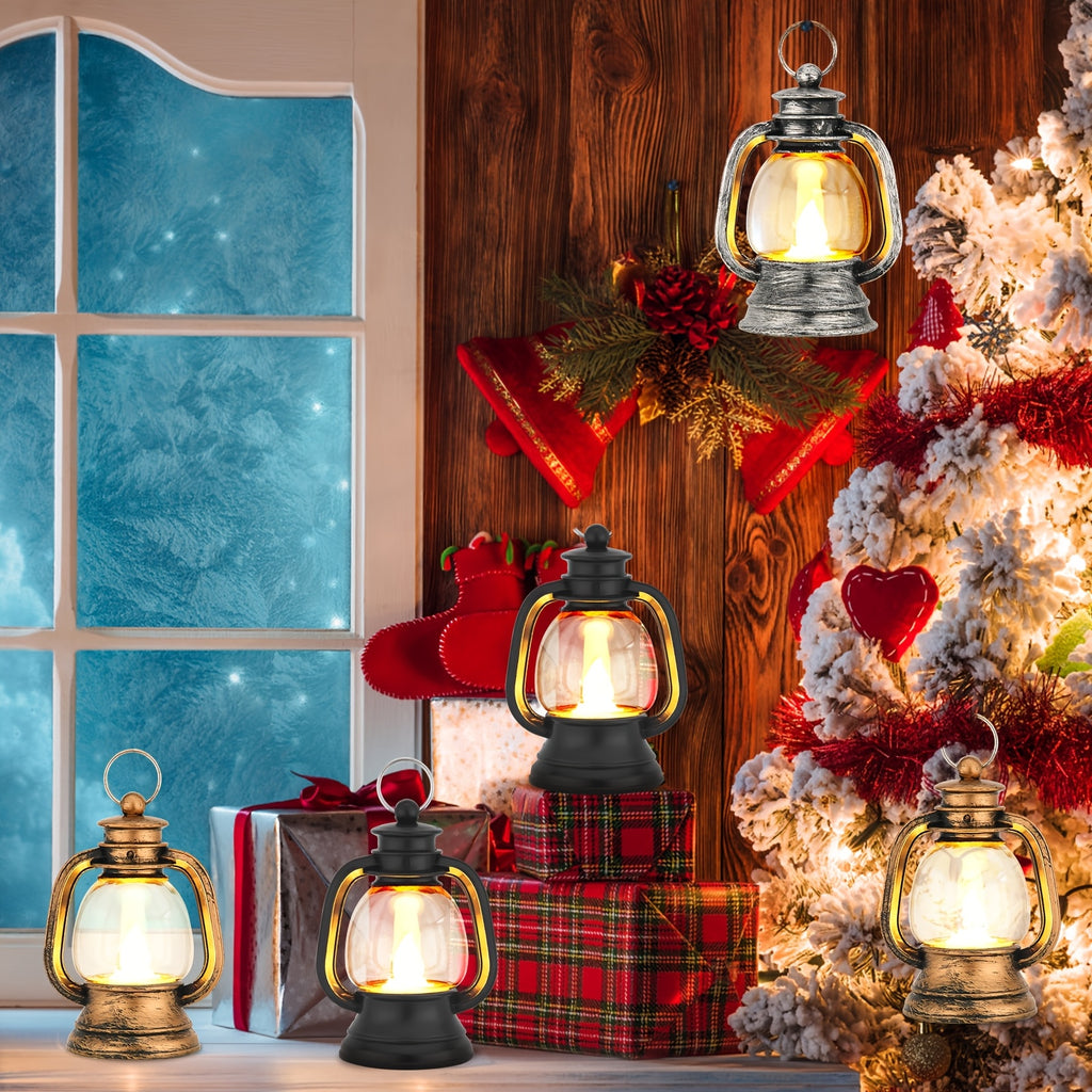 Mini LED Candle Lanterns, 12-Pack Vintage Golden Decorative Lantern Set for Table Centerpieces, Rustic Parties and Christmas Home Decor