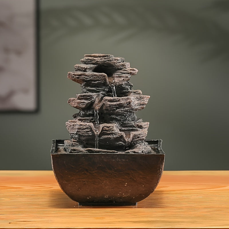 1pc Desktop Fountain, Meditation Waterfall, LED Illuminated Desktop Fountain, Vividly Simulating Rocks, Suitable For Home, Office, Bedroom Decoration, Living Room Decoration, Hotel Club Decoration, USB Powered Desktop Fountain