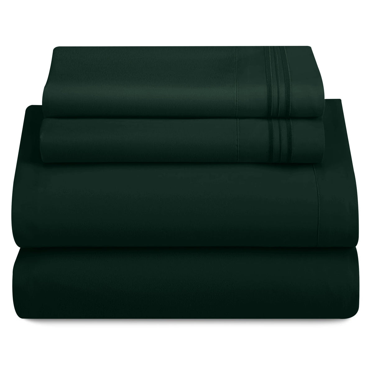 Lux Decor 4 Pieces Solid Bedsheets - 1800 Series Stylish Comfy Bedding Sheet Set - Hotel Luxury Skin Friendly Cooling Sheets & Embroidered Pillowcases Without Filler - Classic Collection With 16 Inches Deep Pocket Room decor - Shrinkage & Fade Resistant