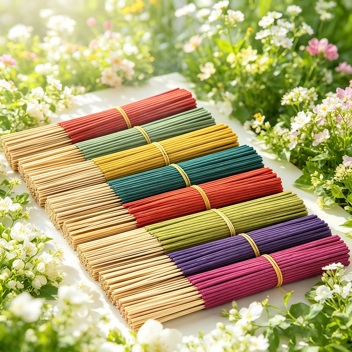 Premium Bamboo Incense Stick Set with Eight Distinctive Fragrances: Sage, Lavender, Pink Cherry Blossom, Mint, Jasmine, Dragon'S Blood, Rose, And Lemongrass. 23 Sticks for Each Scent, Perfect for Creating an Elegant Indoor Atmosphere