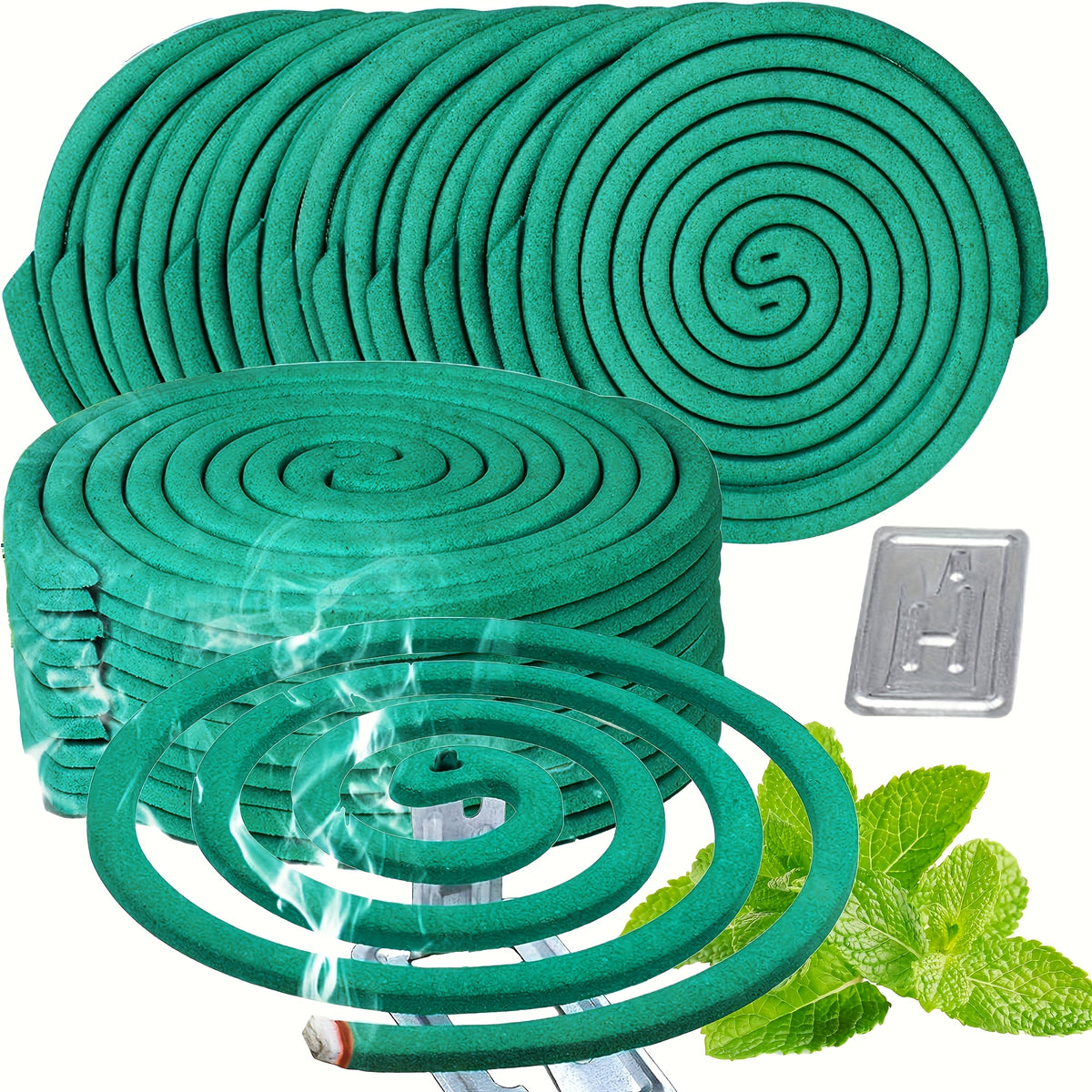Walleaf Large Mosquito Repellent Coils, Outdoor Citronella Lemongrass Mosquito Coils with Holder, Long Lasting Patio Garden Camping Summer Use