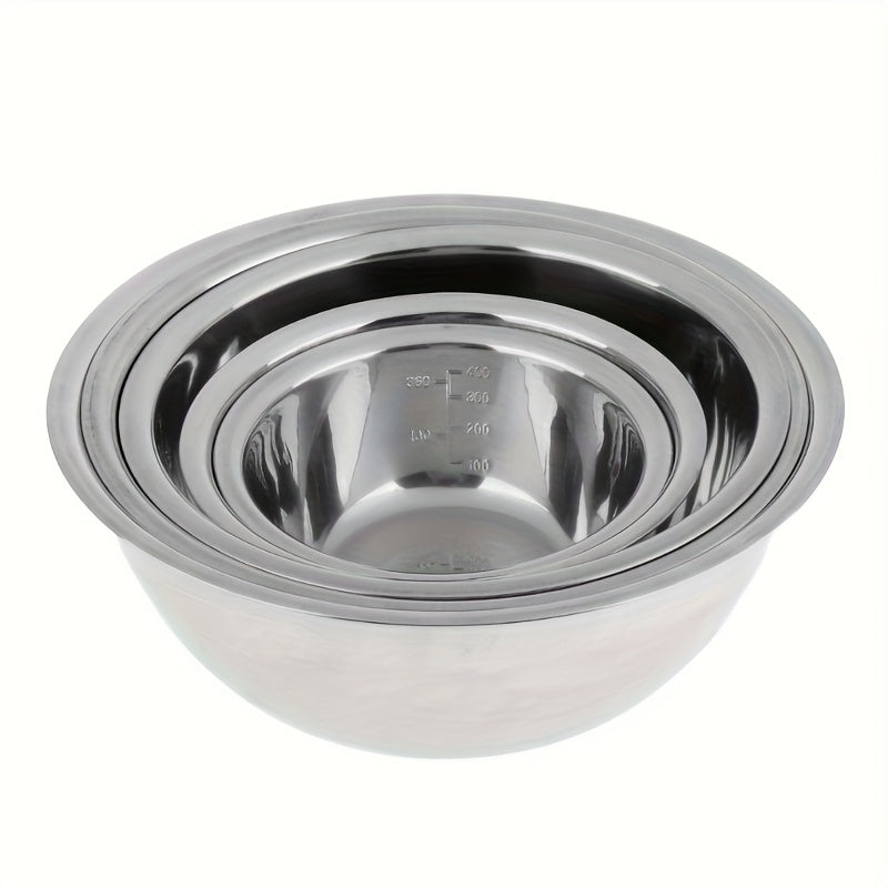 5pcs Stainless Steel Mixing Bowls, 201Stainless Steel Mixing Bowl Set - Easy to Clean, Nesting Bowls for Space Saving Storage, Great for Cooking, Baking, Prepping, Christmas Gifts