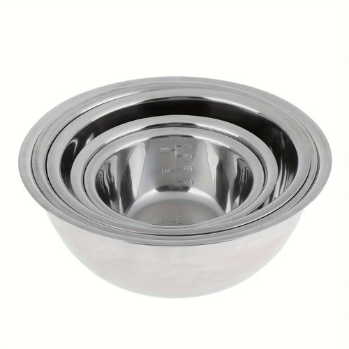 201 Stainless Steel Mixing Bowls, 5-Piece Nesting Kitchen Prep Set with Easy-Clean Surfaces for Baking, Cooking and Space-Saving Cabinet Storage