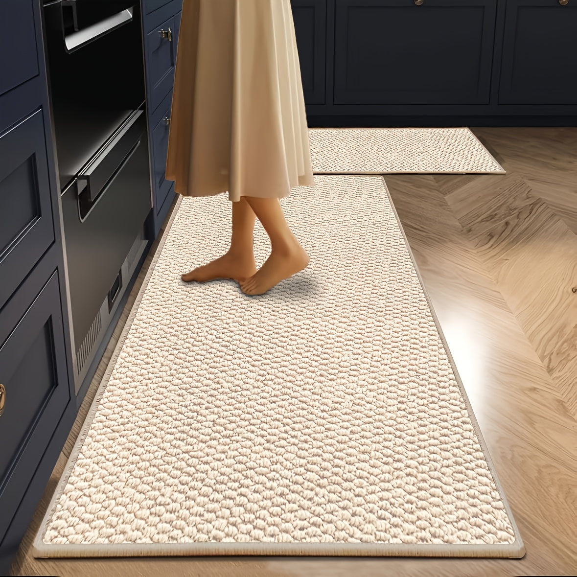 1300Gsmswordfish And Pineapple Design Kitchen Runner Mat Washable for Hallway Laundry Room Bathroom Entrance Beige