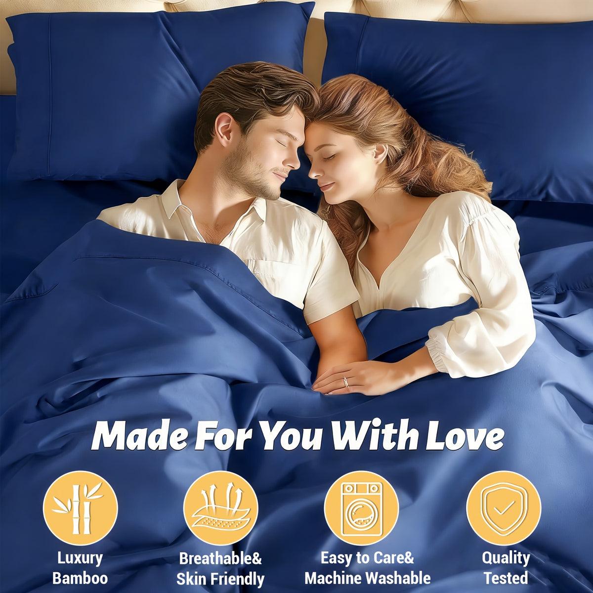 Extra Deep Pocket Bamboo Sheets - 4/6pcs Breathable & Cooling Bamboo Bed Sheet Set, Hotel Luxury Fitted Sheet Set, Soft Wrinkle-Free for Extra Deep Mattresses, Room Decor, Twin/Full/Queen/King Size Sheet & Pillowcase Sets